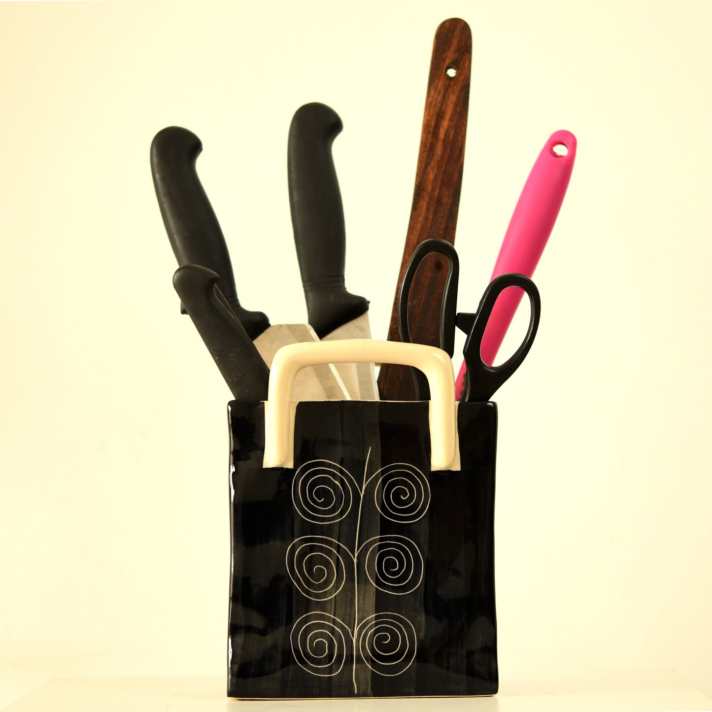 Midnight Swirls Black Cutlery Holder Basket