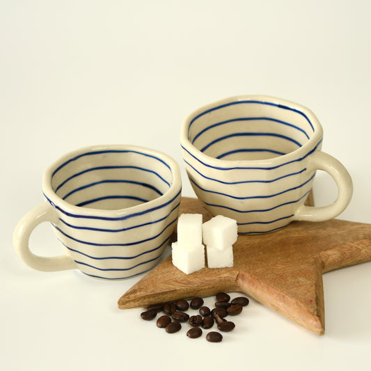 Blue Waves Ceramic Cup Set of 2