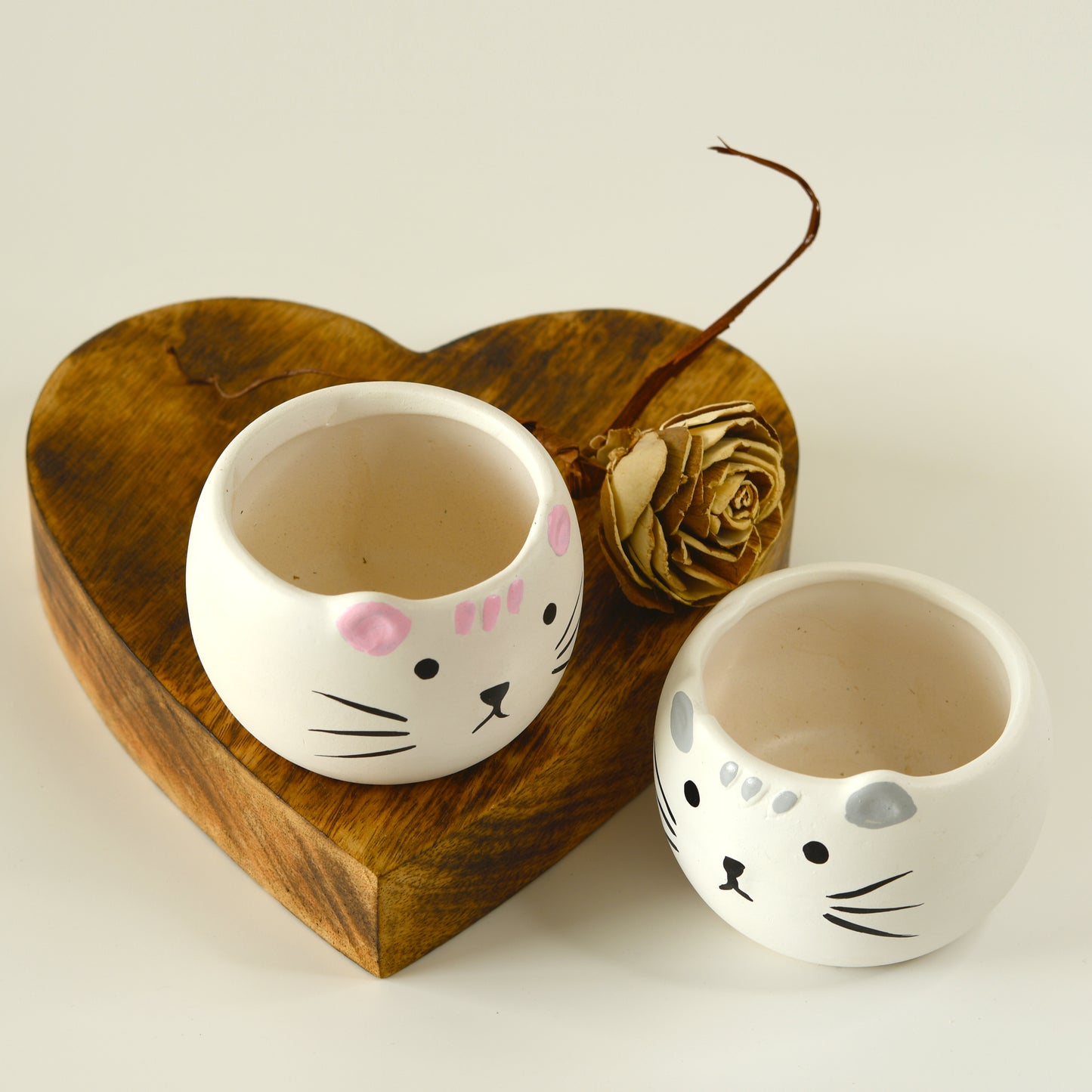 His & Hers Cute Kitty Planter Set of 2