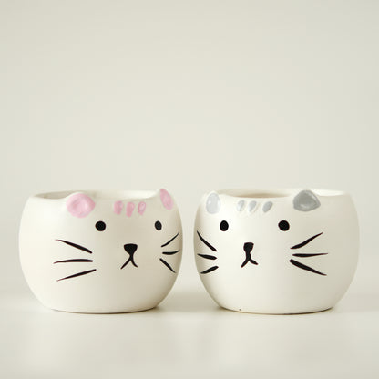 His & Hers Cute Kitty Planter Set of 2