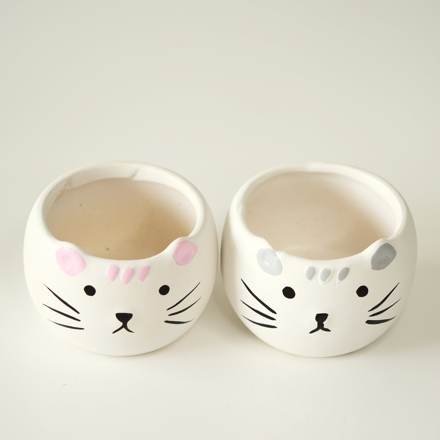 His & Hers Cute Kitty Planter Set of 2