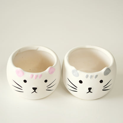 His & Hers Cute Kitty Planter Set of 2