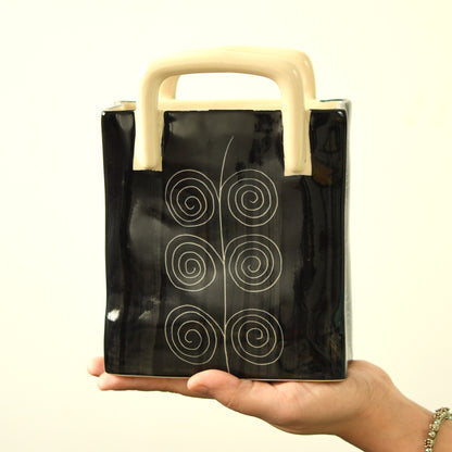 Midnight Swirls Black Cutlery Holder Basket