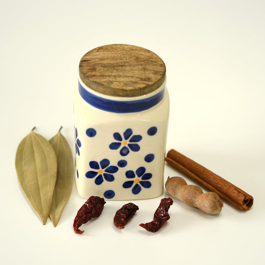 Blue Petal Blossom Storage Jar