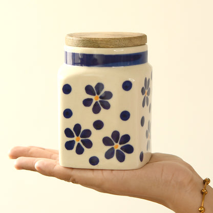 Blue Petal Blossom Storage Jar