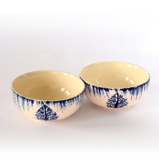 Bowl Katori Set of 2 - Blue Leaf Elegance