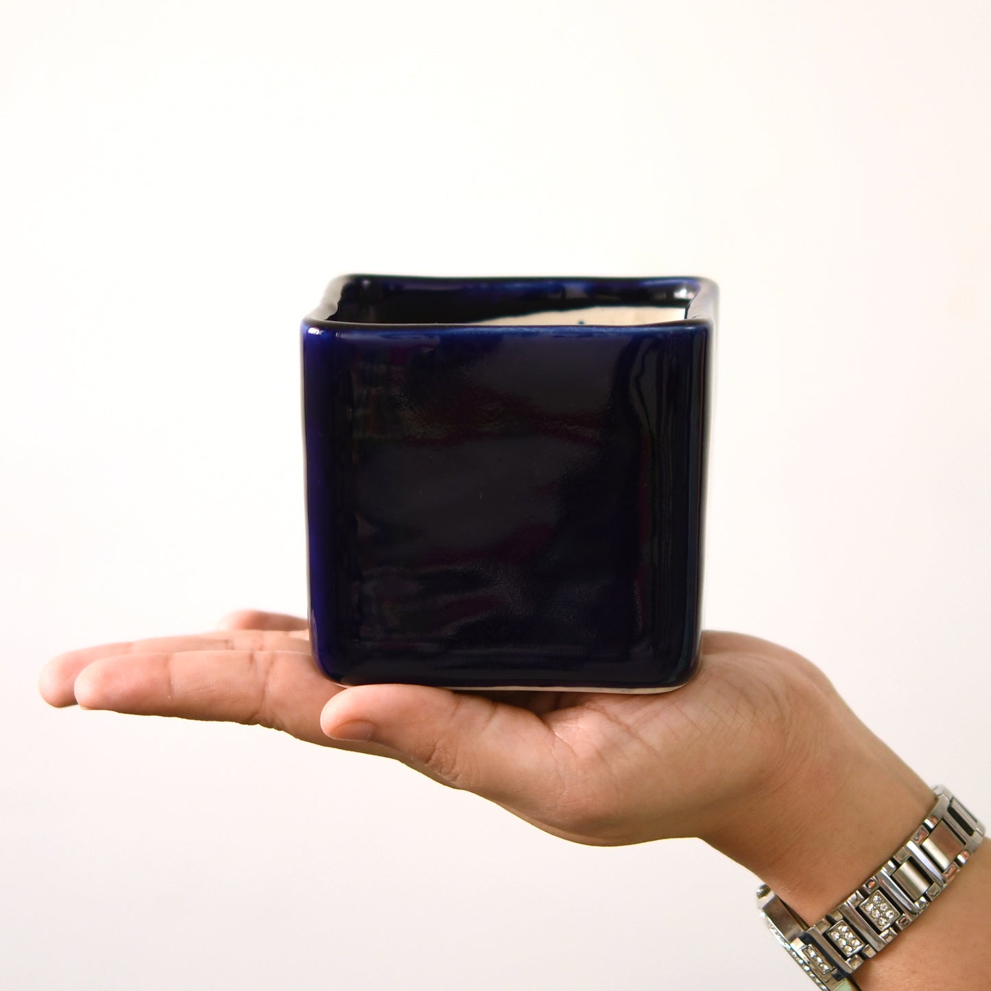 ColourPop Cube Plant Holder - Dark Blue