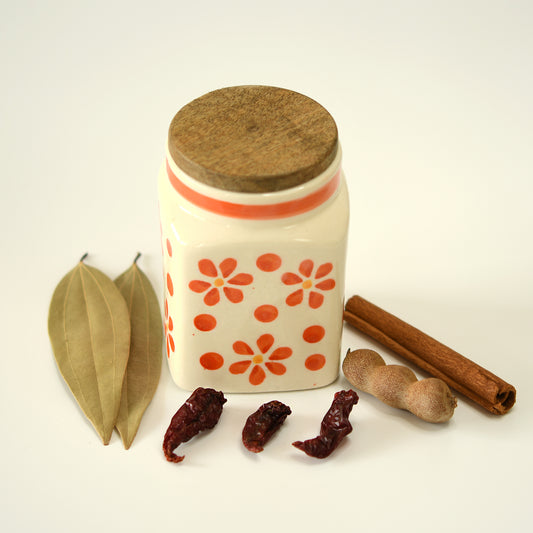 Orange Petal Blossom Storage Jar