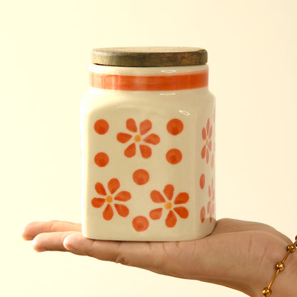 Orange Petal Blossom Storage Jar