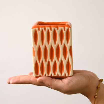 MeshCraft Ceramic Planter - Orange