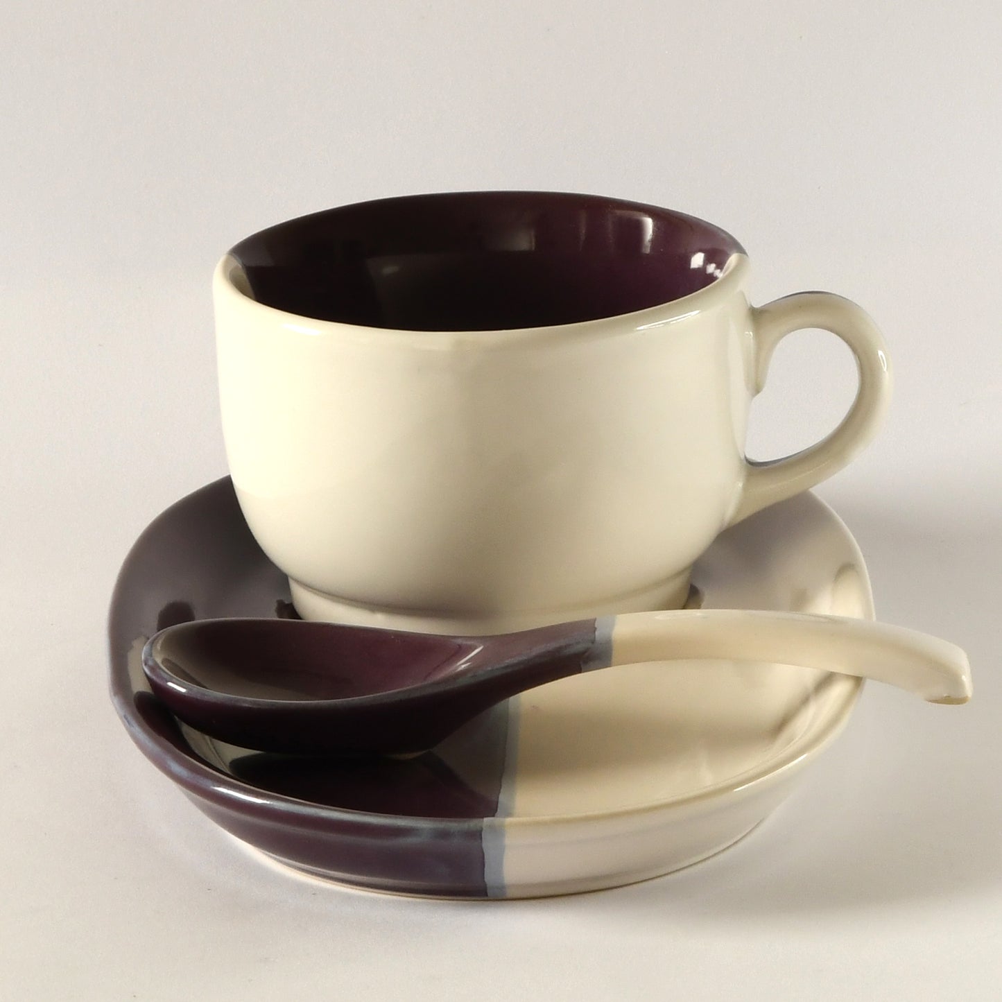 Violet Frost Soup Bowl Set with Serving Plate and Spoon